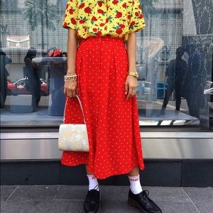 Monki Polkadot midi dress in red. ❤️
